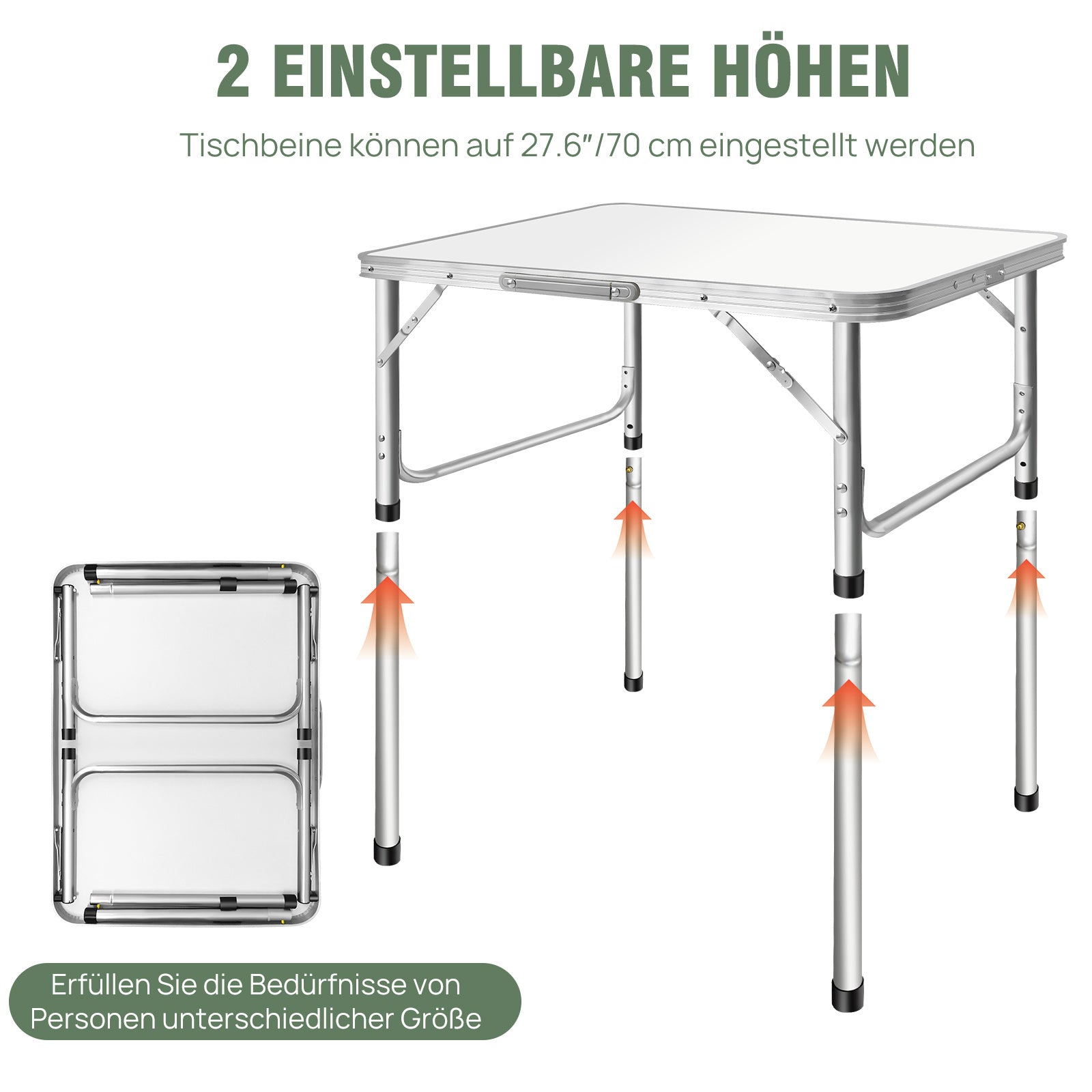 Camping-Klapptisch, faltbar für Garten und Balkon – Detailansicht 15