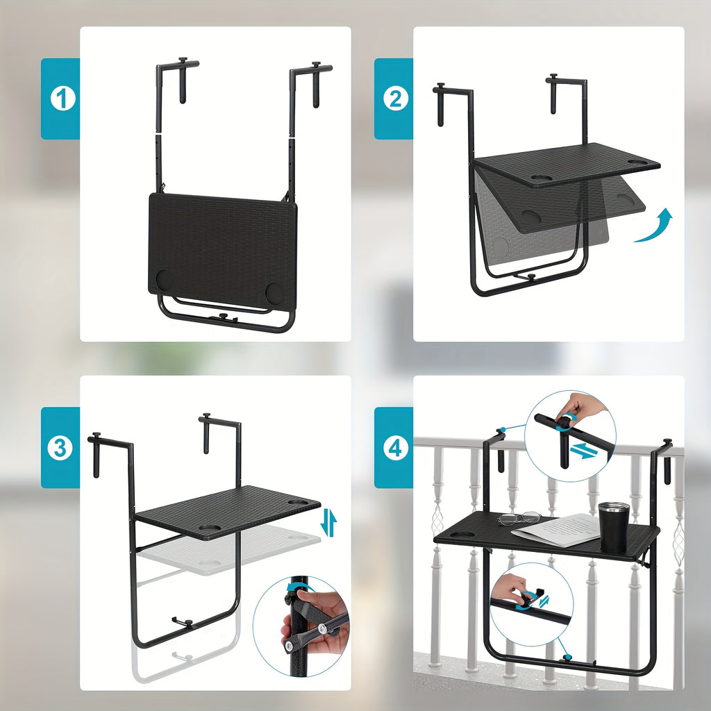 Camping-Klapptisch, Rattan für Garten und Balkon – Detailansicht 4