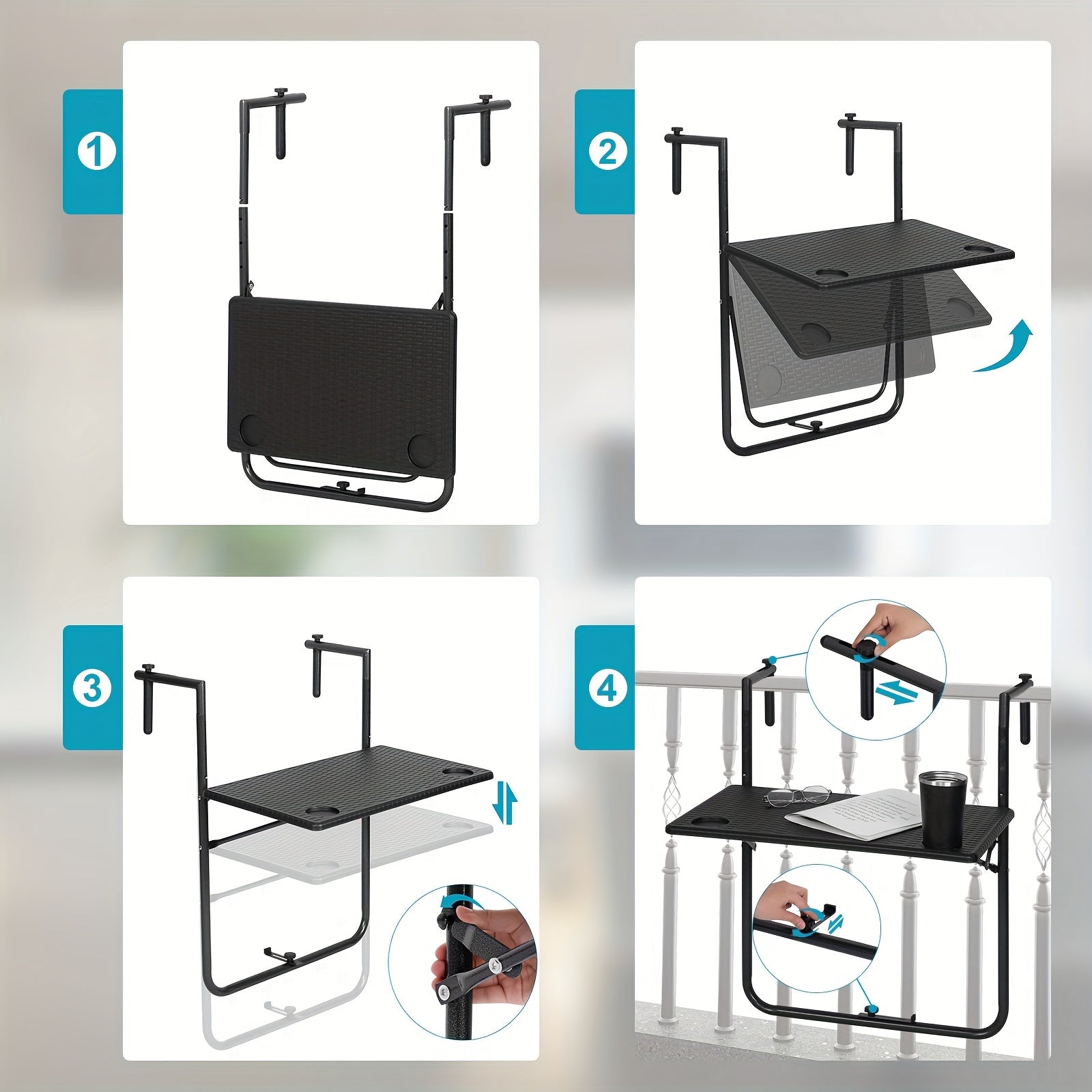 Camping-Klapptisch, Rattan für Garten und Balkon – Detailansicht 4