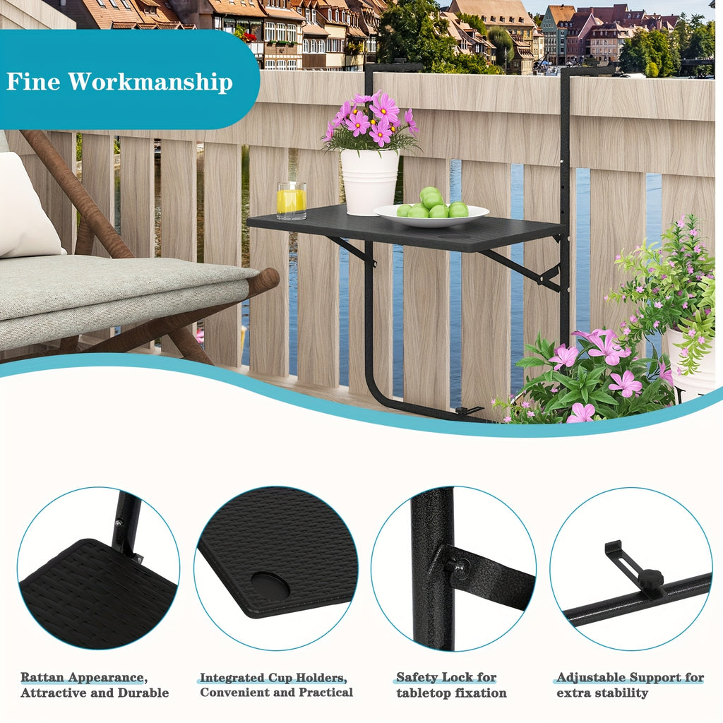 Camping-Klapptisch, Rattan für Garten und Balkon – Detailansicht 5