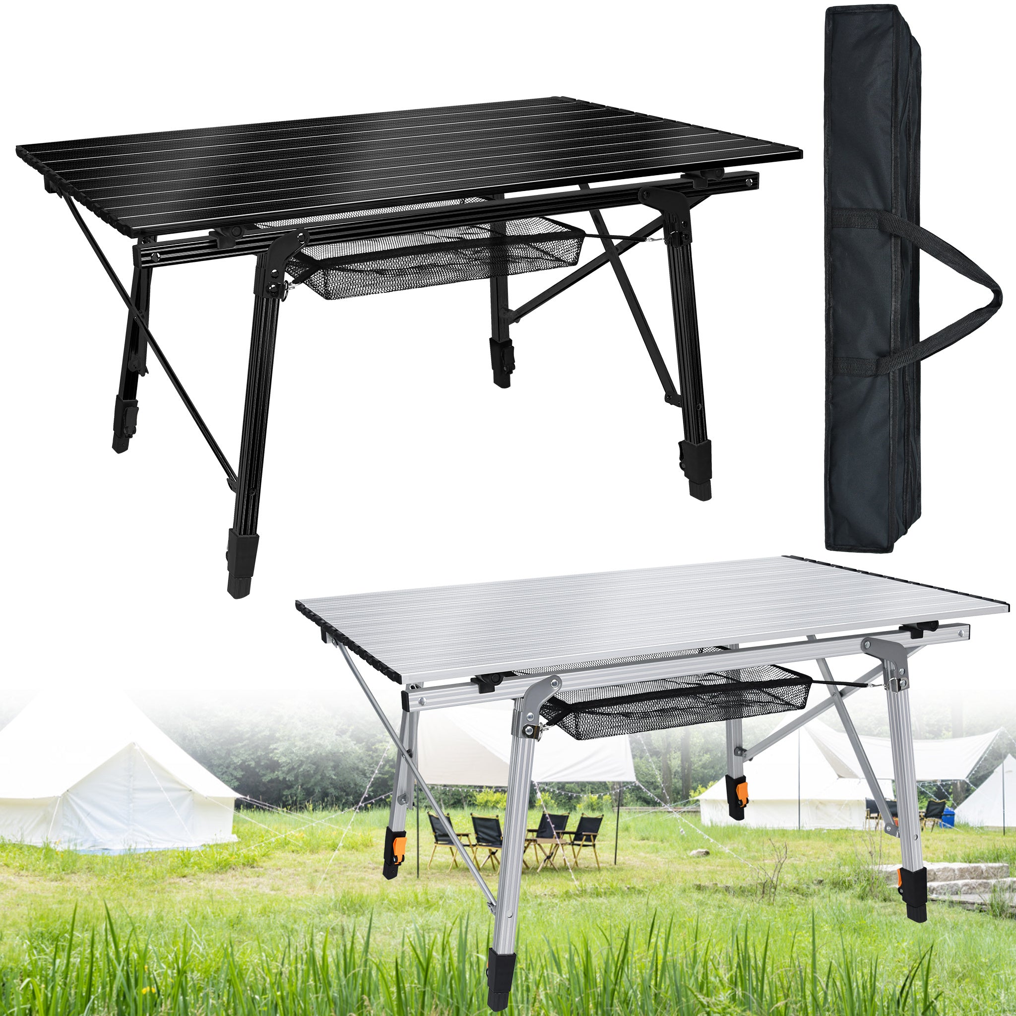 Camping-Klapptisch, Schwarz für Balkon und Garten – Hauptansicht