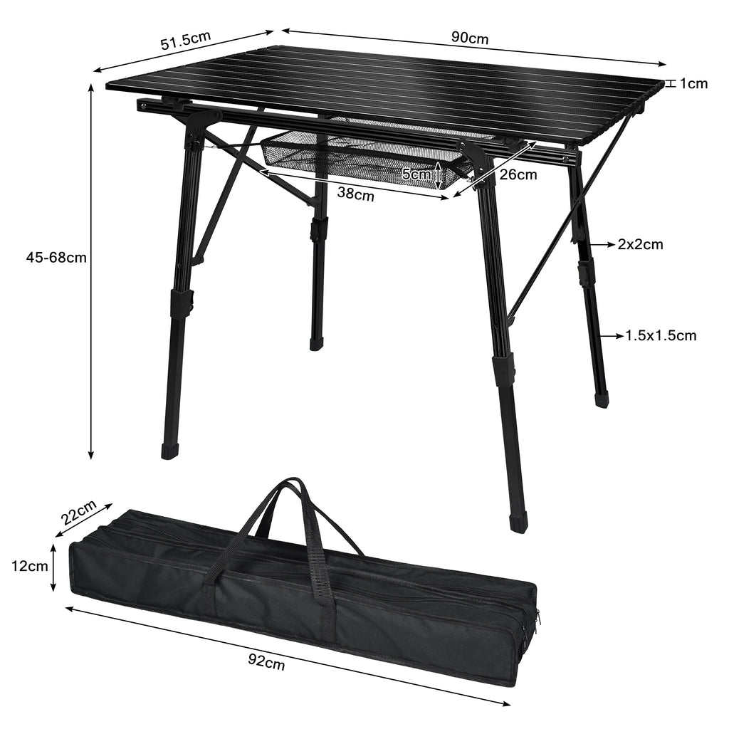 Camping-Klapptisch, Schwarz für Balkon und Garten – Detailansicht 10