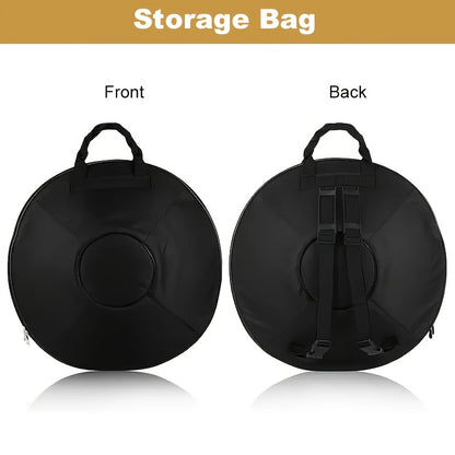 Handpan-Trommel 55,88 cm d-Moll Kurde, 440Hz 9 Noten Handtrommelnstrument, Hochwertige Stahlhandtrommel, Musikalisches Meditationsinstrument mit Trommlertasche, Staubschutzstoff, Schlägel, Ständer, Klangaufkleber für Anfänger - Handpan-Instrument Handpan-