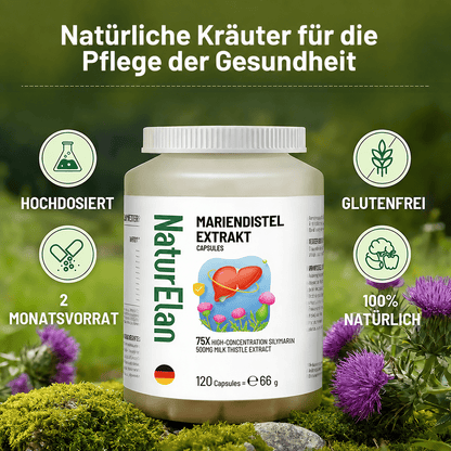 7-in-1 Leber Komplex [120 Kapseln] - 500mg Mariendistel (80% Silymarin) + Artischocke + Kurkuma + Inositol - Hochdosiert & Vegan