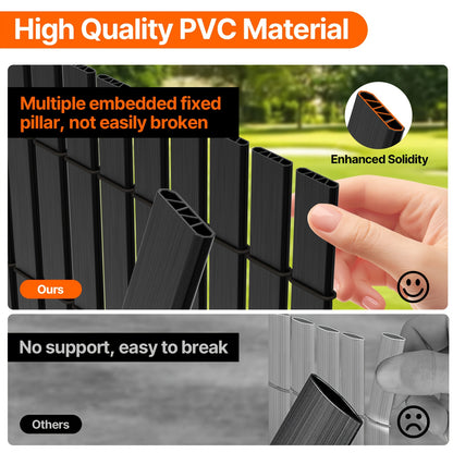 Sichtschutzmatte PVC Sichtschutzzaun mit verstärkten Lamellen 80-200 cm hoch, 300-500 cm lang, Balkon- & Gartensichtschutz ohne Bohren, wetterfest & blickdicht, inkl. Kabelbinder, Windschutz für Terrasse