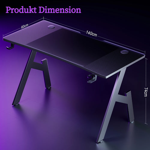 80/100 cm Gaming Schreibtisch mit Kohlefaser-Oberfläche, großer A-förmiger Computer Schreibtisch, Gaming Tisch, ergonomische PC-Arbeitsstation, Wohnmöbel, Schreibtisch für das Home Office, Geschenk für Männer, Lokal