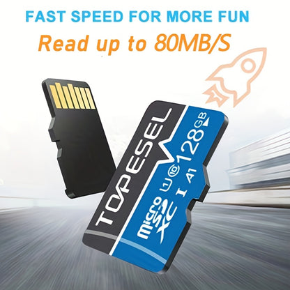 2er-Pack TOPESEL Micro SD Karten | 128GB/64GB/32GB/16GB MicroSDXC Speicherkarten, U1, geeignet für Tablets, Smartphones, Dashcams, Kameras, Monitore, Blau