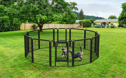 Costoffs 65 cm B × 80 cm H Welpenlaufstall mit Gitterelemente Faltbarer Hundelaufstall Gehege mit Tür & Bodenheringe Innen- & Außenbereich
