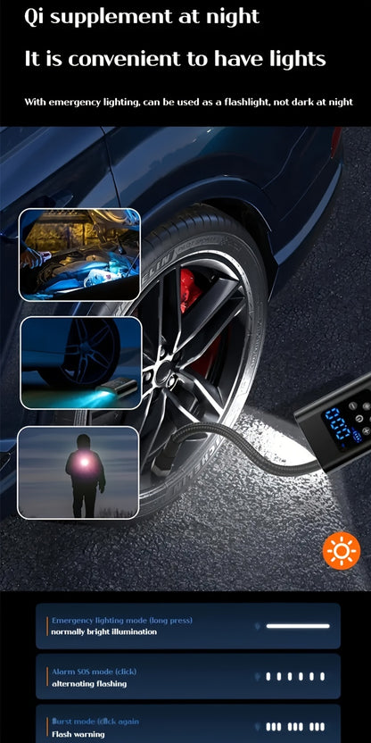 Tavaler Luftpumpe I50PSI Elektrischer Kompressor Tragbare Fahrradpumpe Mini-Reifenpumpe mit digitalem LED-Display LED-Licht wiederaufladbarer Li-Ion für alle Fahrräder Motorräder  Autos