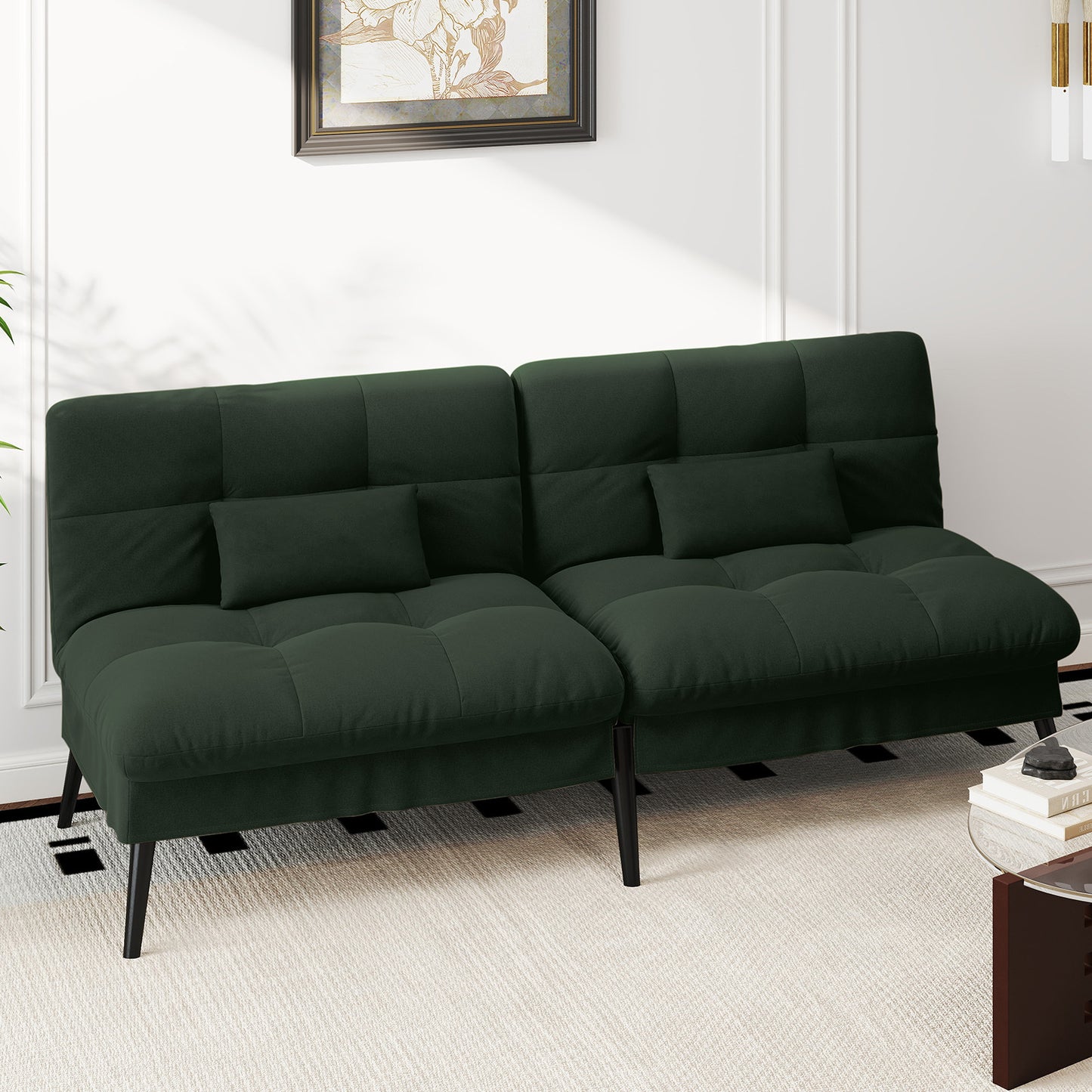 Sofa Schlafsofa mit Schlaffunktion, überzug Futon Klappsofa, Bettcouch, ecksofa, Couch Gästebett, 3-Sitzer Sofa, mit verstellbare Rückenlehne aus Stoff