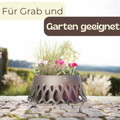 Grabschale mit Selbstbewässerung Grabvase mit Wasserspeicher Pflanzschale als Grabschmuck Blumenschale Groß Grab Vase Friedhof Wetterfest Grabschale Frostsicher