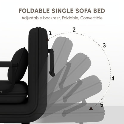 Fabulcozy 5-in-1 Konvertierbarer Stuhlbett, Klappbarer Schlafsessel mit Metall-Armlehnen, Verstellbarer Liegestuhl, Platzsparendes Aufbewahrungsmöbel, Wohnzimmersessel, Einfache Montage, Lokales Lager