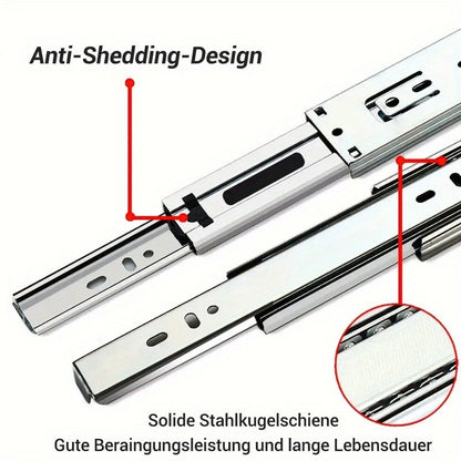 6er-Pack Schiebeschienen für Schubladen mit Kugellager, seitlich montiert, voll ausziehbar, Soft-Close, mit Kugellager für hohe Belastbarkeit, bequemes Verriegeln, leise und reibungslos, einfache Aufbewahrung im Schrank, stabil und langlebig, super sicher