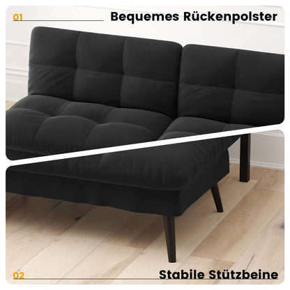 Sofa Schlafsofa mit Schlaffunktion, überzug Futon Klappsofa, Bettcouch, ecksofa, Couch Gästebett, 3-Sitzer Sofa, mit verstellbare Rückenlehne aus Stoff