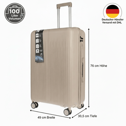 Christian Wippermann XL Jumbo 4-Rollen Koffer sehr groß 49x75x30cm Schloss | bis 111 Liter, 3,6 kg leicht |für Männer & Frauen