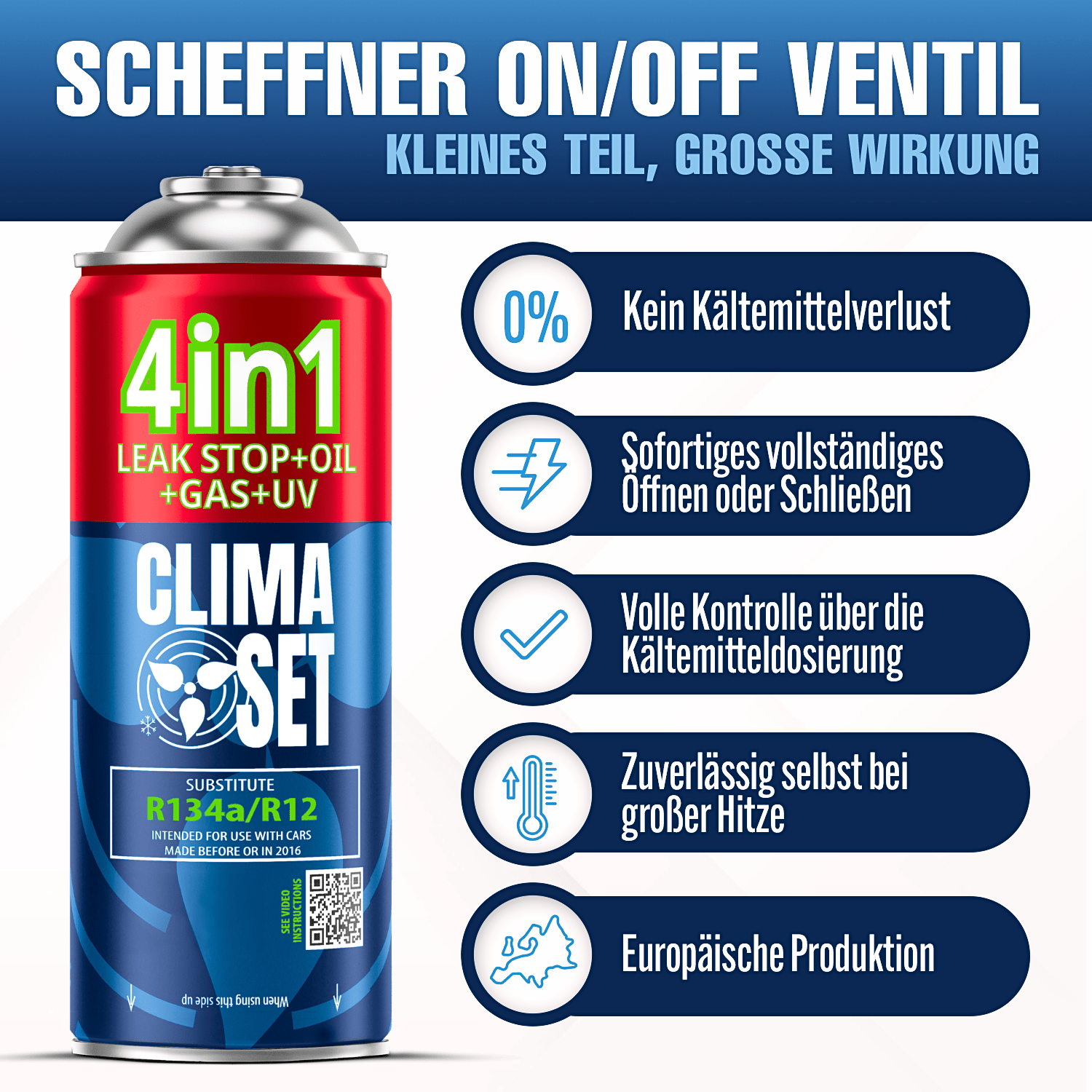 Climaset 4W1 R134A, 235G für Fahrzeug und unterwegs – Detailansicht 4