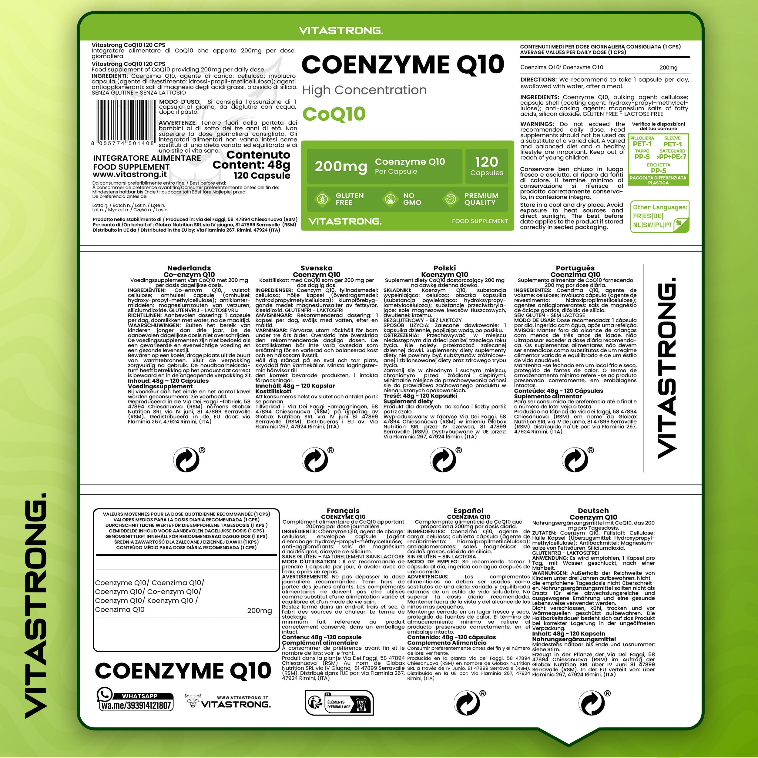 CoQ10, Coenzym Q10 200 mg Hochdosis für 4 Monate und Pflege zu Hause – Detailansicht 2