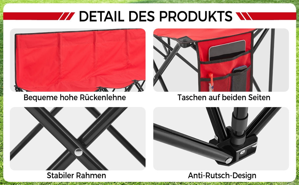 Costoffs Campingbank Tragbare Ersatzbank Klappbank, Schwarz für Camping und Reisen – Detailansicht 13