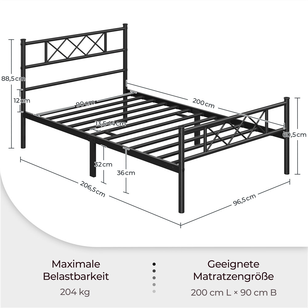 Costoffs Metallbett Einzelbett, 200 cm für Schlafzimmer und Bett – Detailansicht 3