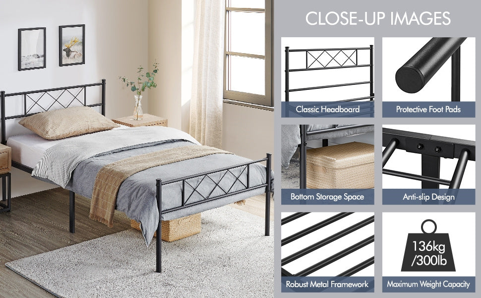 Costoffs Metallbett Einzelbett, 200 cm für Schlafzimmer und Bett – Detailansicht 7