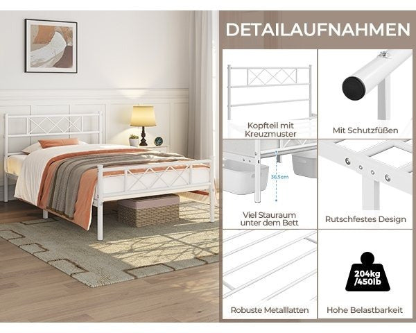 Costoffs Metallbett Einzelbett, 200 cm für Schlafzimmer und Bett – Detailansicht 8
