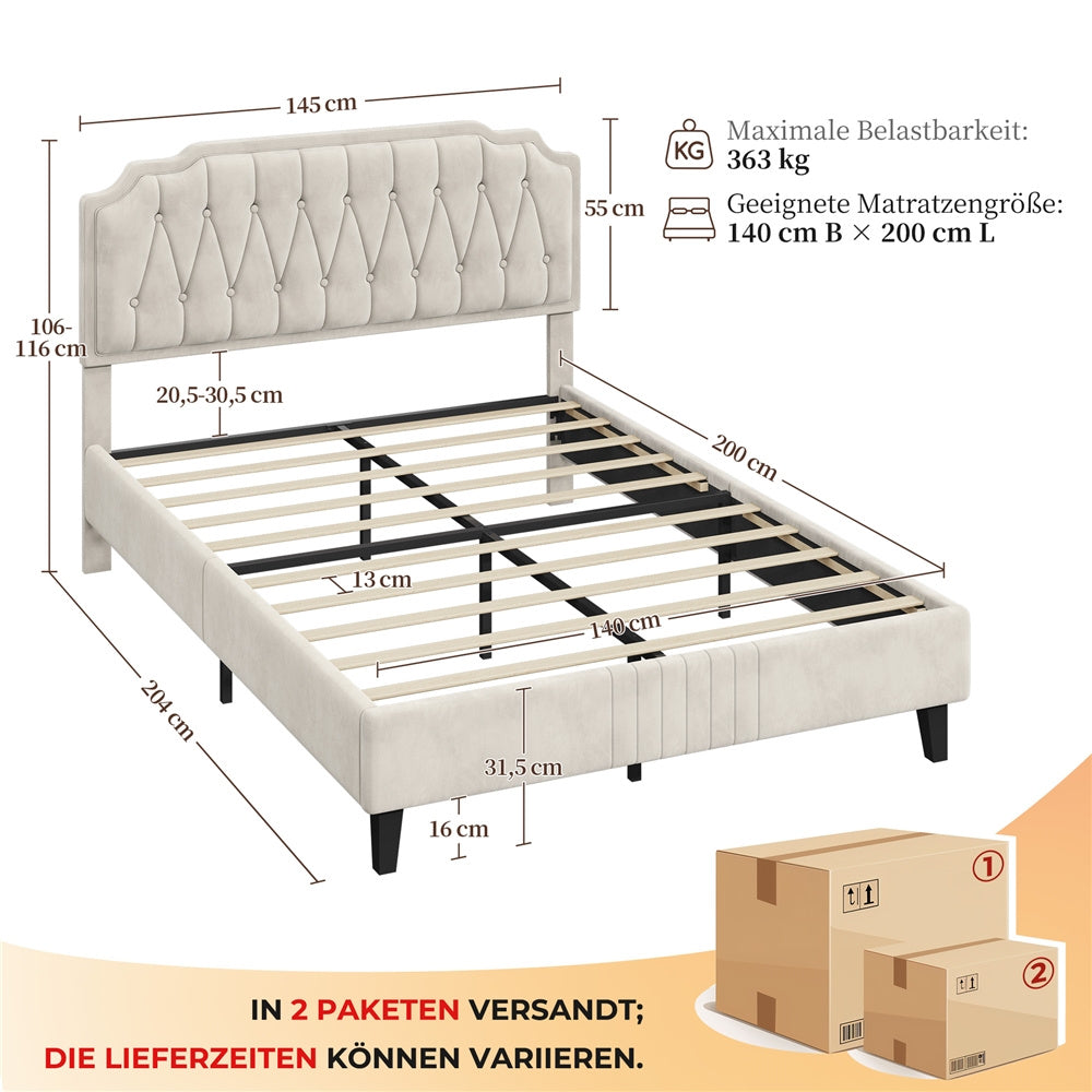 Costoffs Polsterbett, 140 × 200 cm für Bett – Detailansicht 6