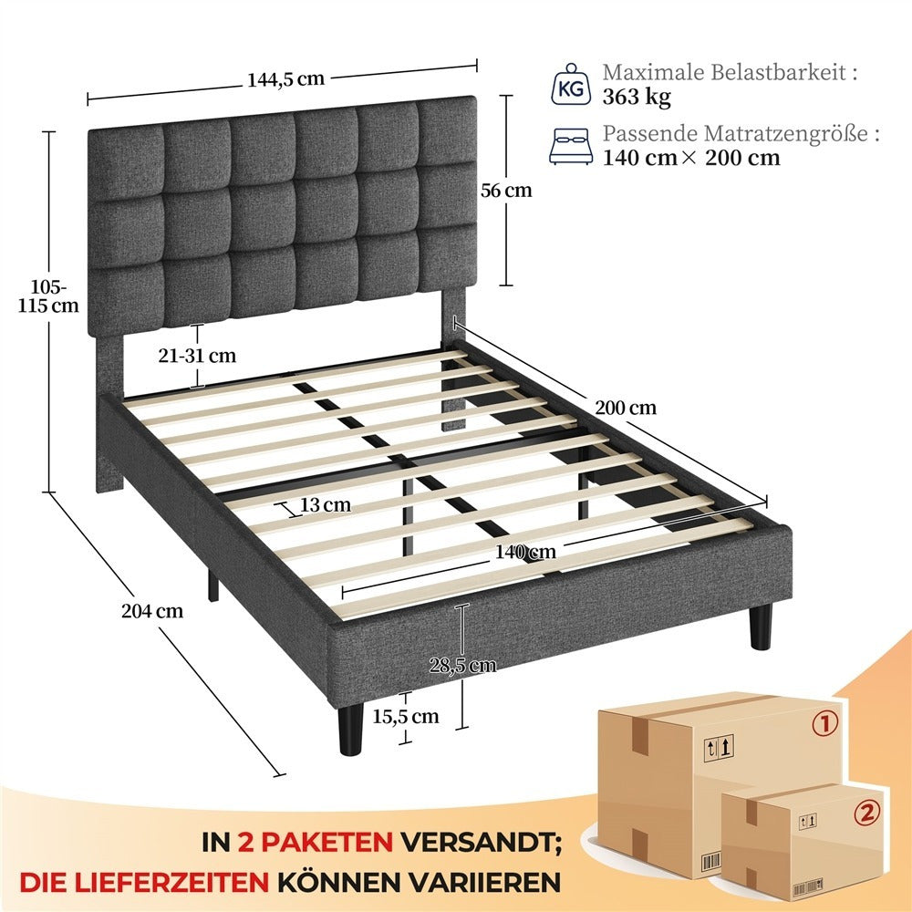Costoffs Polsterbett, Hellgrau für Bett und Schlafzimmer – Detailansicht 2