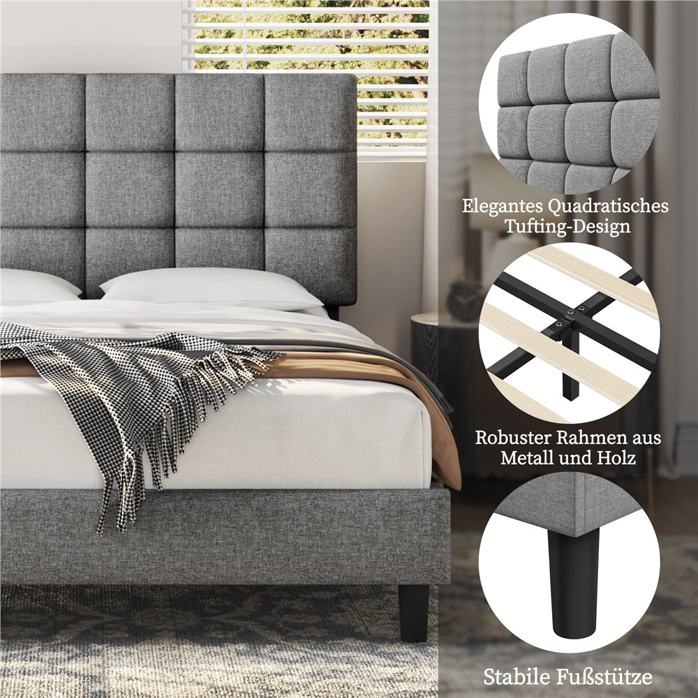 Costoffs Polsterbett, Hellgrau für Bett und Schlafzimmer – Detailansicht 5