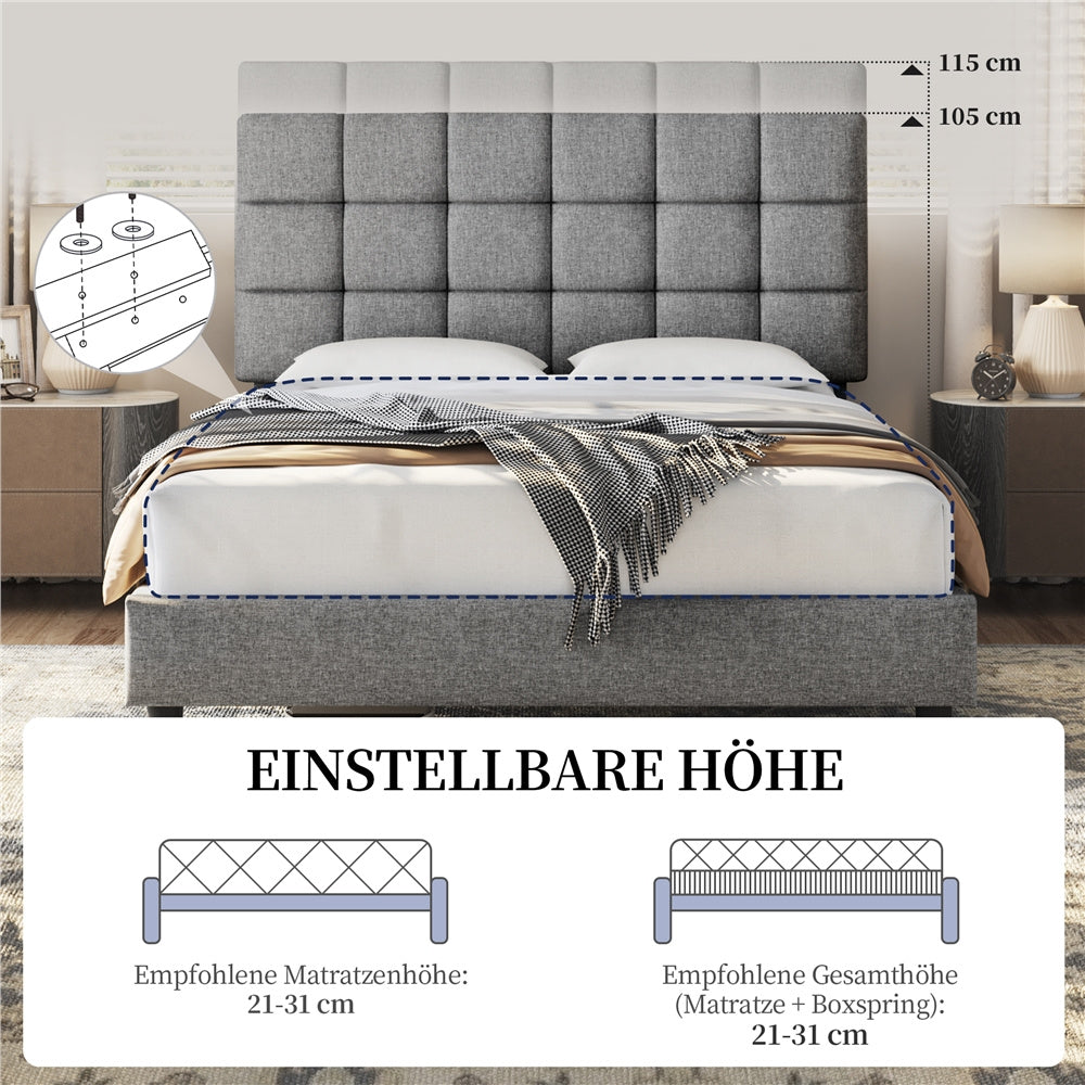 Costoffs Polsterbett, Hellgrau für Bett und Schlafzimmer – Detailansicht 6