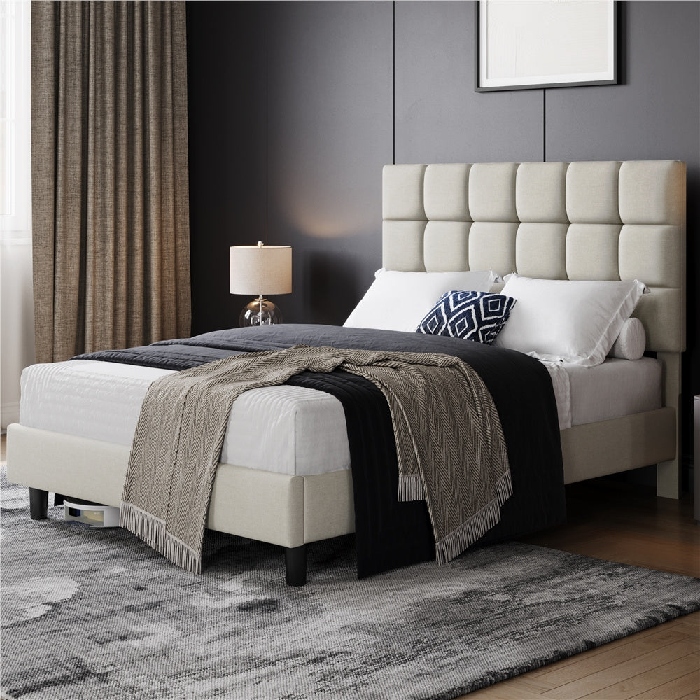 Costoffs Polsterbett, Hellgrau für Bett und Schlafzimmer – Detailansicht 9