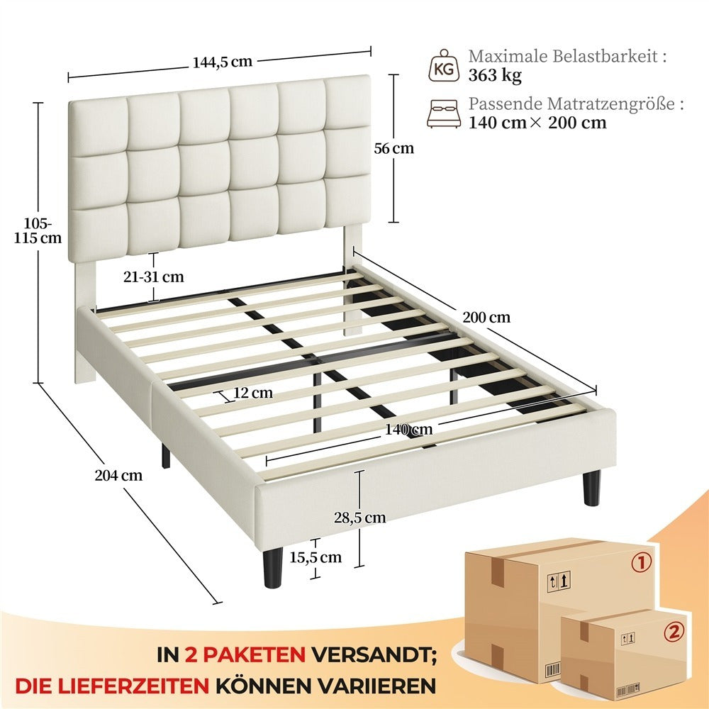 Costoffs Polsterbett, Hellgrau für Bett und Schlafzimmer – Detailansicht 10