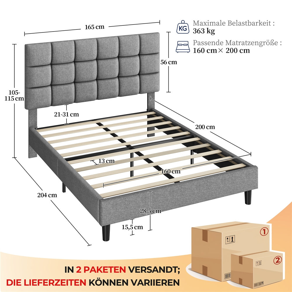 Costoffs Polsterbett, Hellgrau für Bett und Schlafzimmer – Detailansicht 11