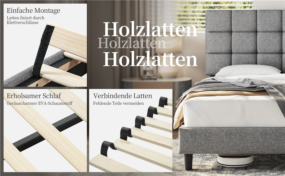 Costoffs Polsterbett, Hellgrau für Bett und Schlafzimmer – Detailansicht 15