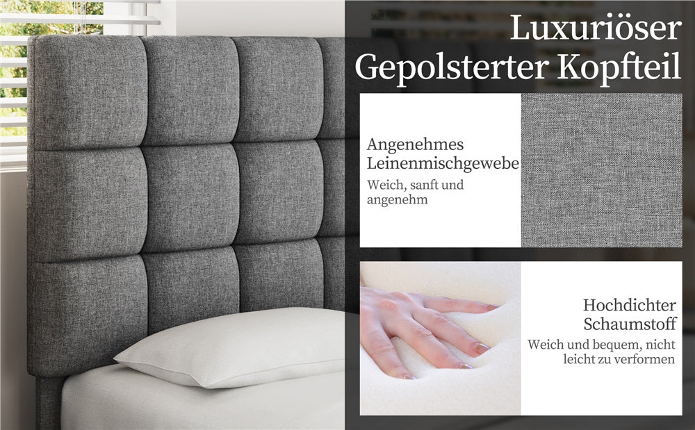 Costoffs Polsterbett, Hellgrau für Bett und Schlafzimmer – Detailansicht 16