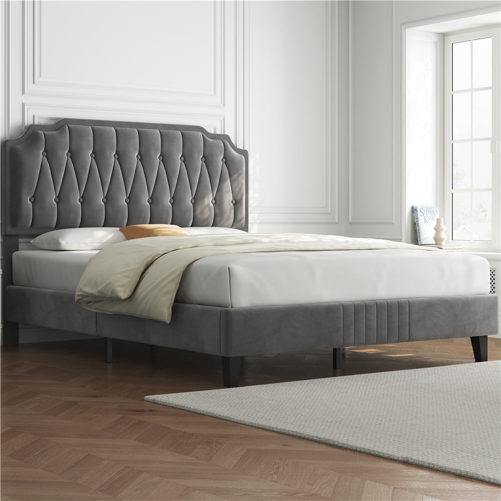 Costoffs Polsterbett, Hellgrau für Schlafzimmer – Detailansicht 7