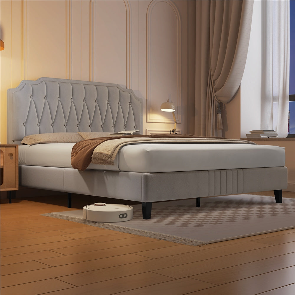 Costoffs Polsterbett, Hellgrau für Schlafzimmer – Detailansicht 9