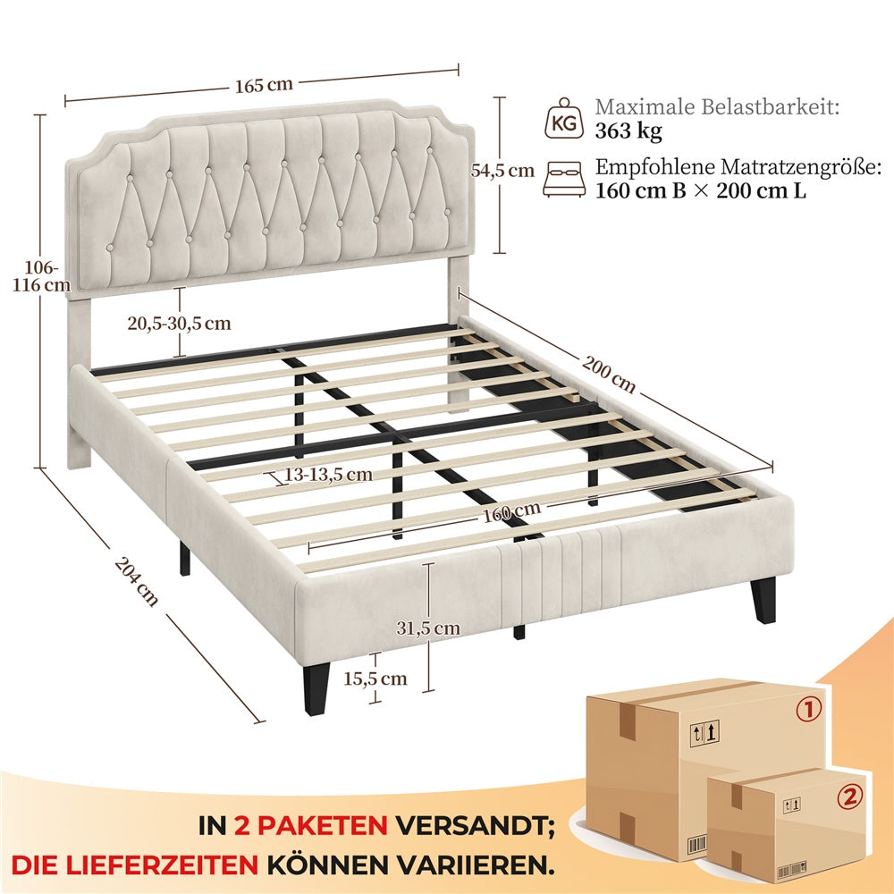 Costoffs Polsterbett, Hellgrau für Schlafzimmer – Detailansicht 11