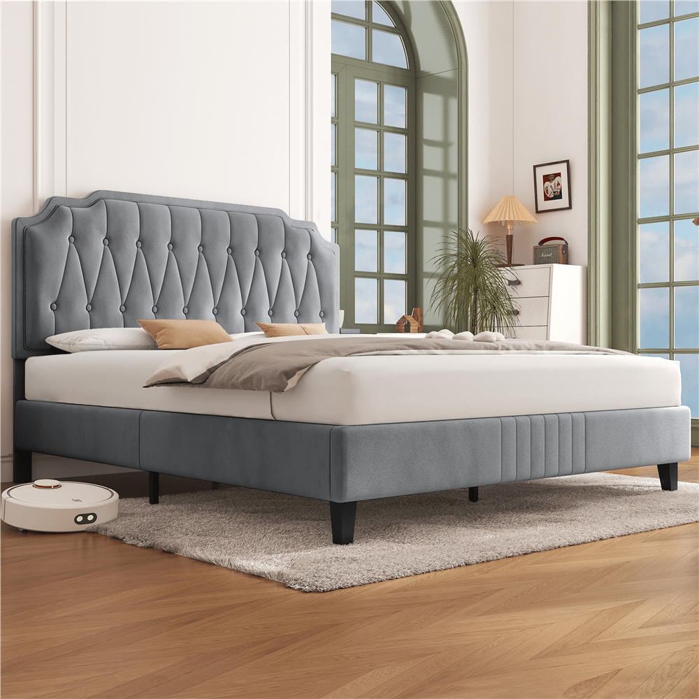 Costoffs Polsterbett, Hellgrau für Schlafzimmer – Detailansicht 13