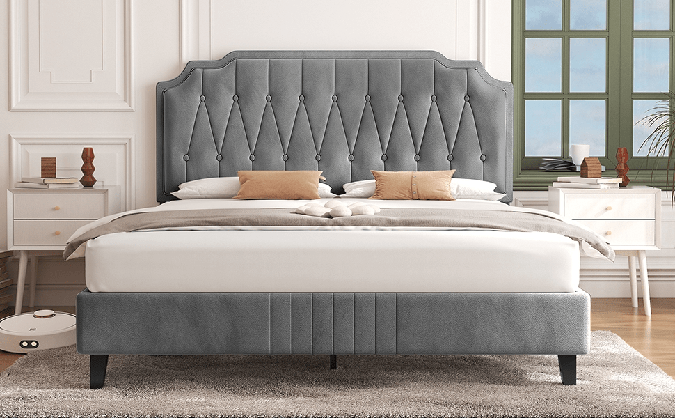 Costoffs Polsterbett, Hellgrau für Schlafzimmer – Detailansicht 17