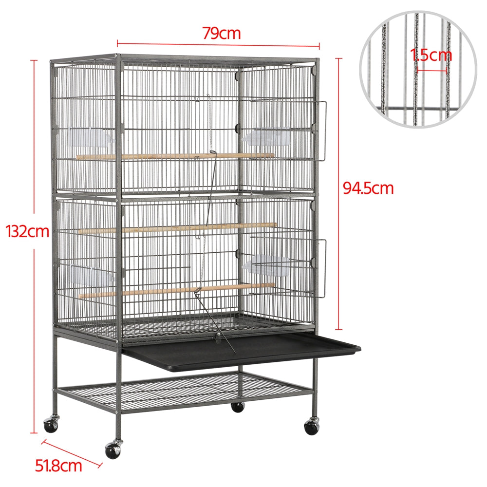 Costoffs Vogelkäfig auf Rollen, 132 cm für Haustiere und Zuhause – Detailansicht 2