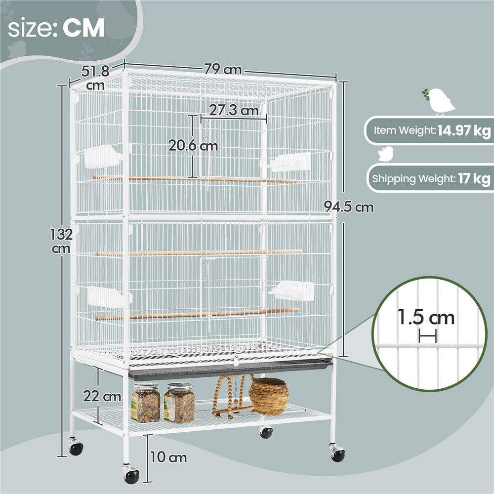 Costoffs Vogelkäfig auf Rollen, 132 cm für Haustiere und Zuhause – Detailansicht 5