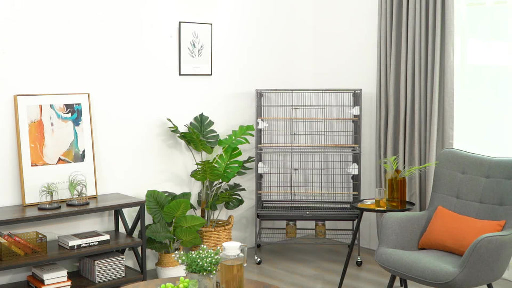 Costoffs Vogelkäfig auf Rollen, 132 cm für Haustiere und Zuhause – Detailansicht 6