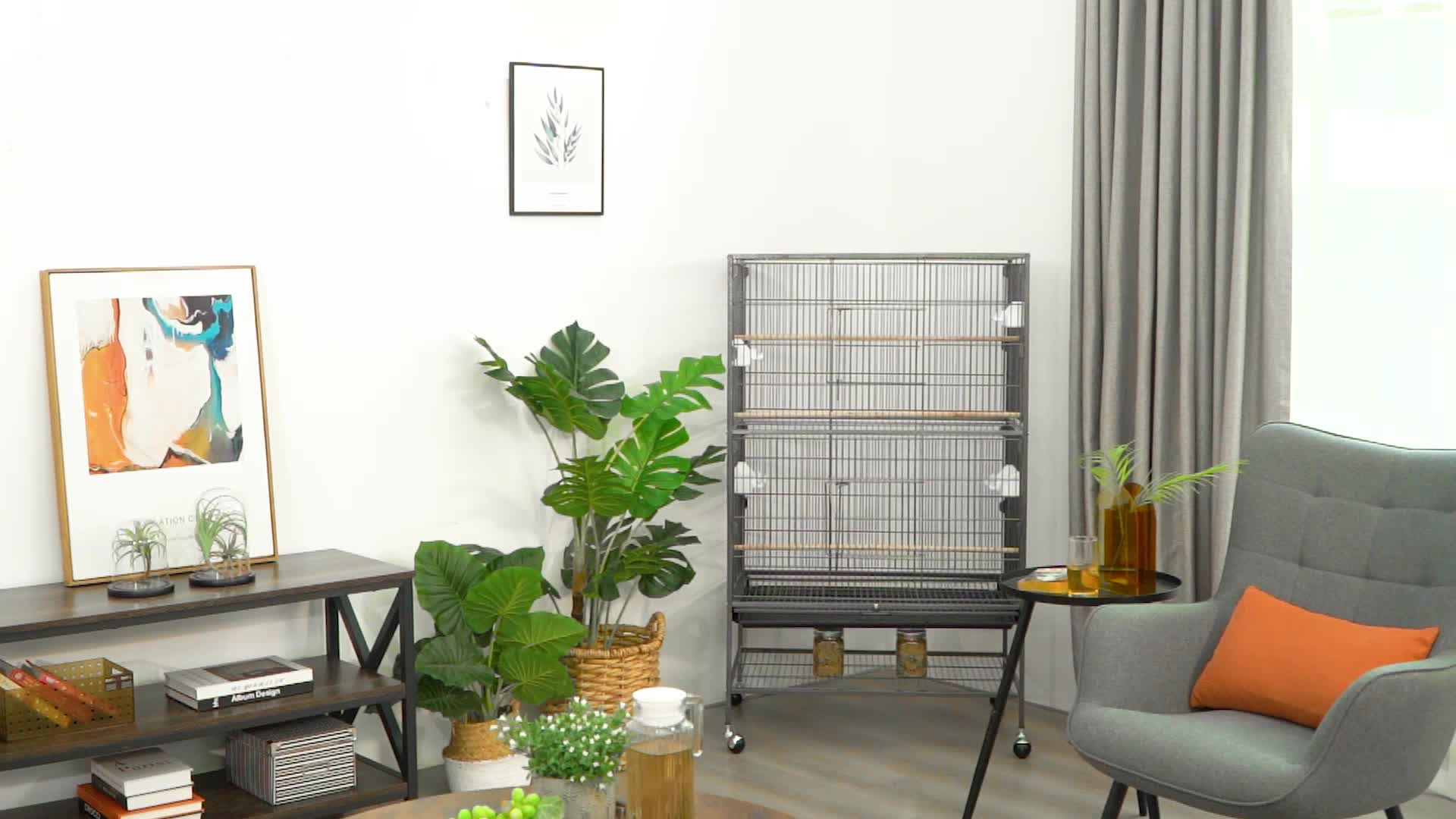 Costoffs Vogelkäfig auf Rollen, 132 cm für Haustiere und Zuhause – Detailansicht 6