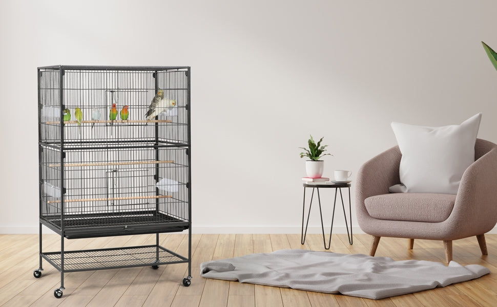 Costoffs Vogelkäfig auf Rollen, 132 cm für Haustiere und Zuhause – Detailansicht 7