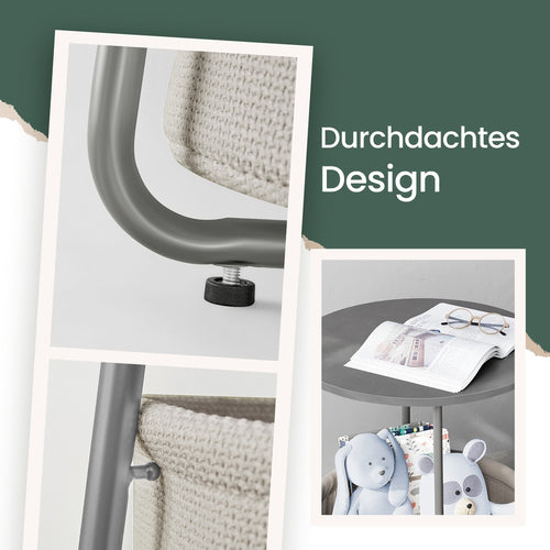 Couchtisch klein, mattweiß-kamelbraun für Schlafzimmer und Bett – Detailansicht 2