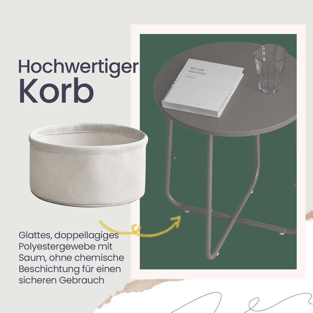 Couchtisch klein, mattweiß-kamelbraun für Schlafzimmer und Bett – Detailansicht 4