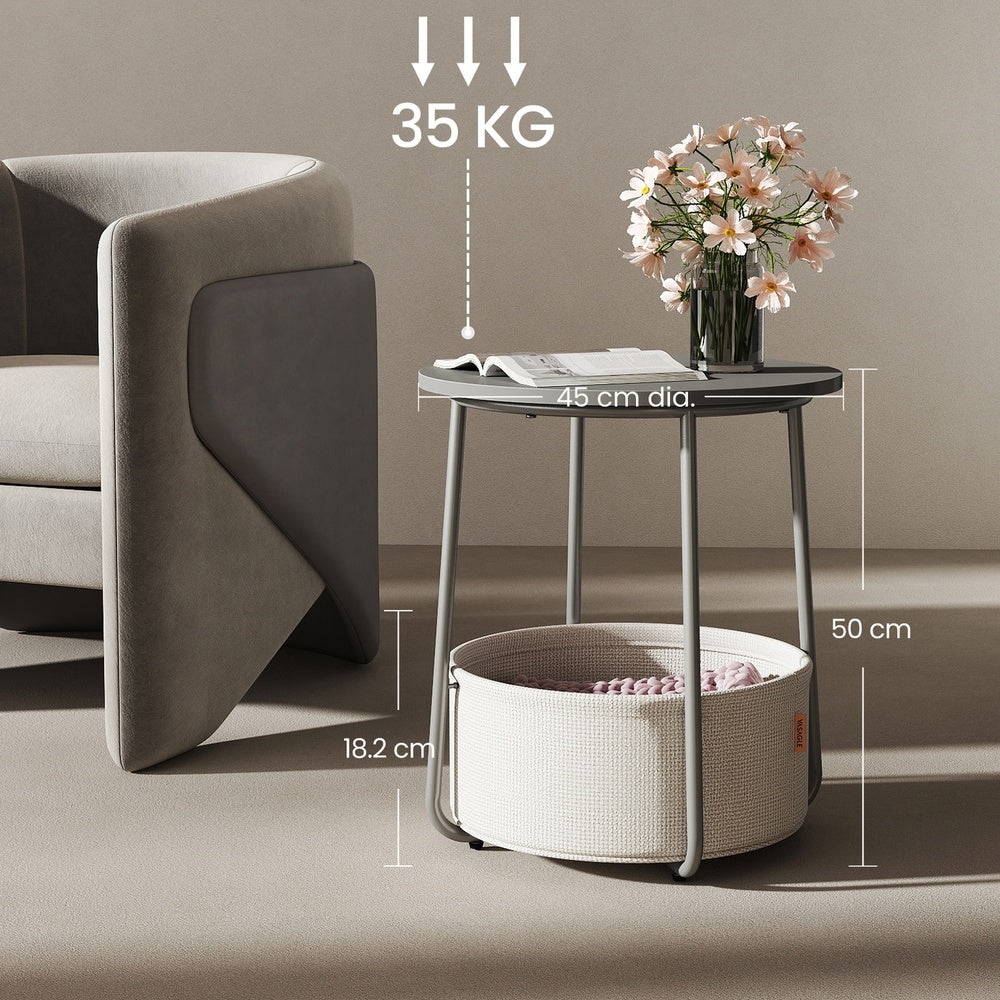 Couchtisch klein, mattweiß-kamelbraun für Schlafzimmer und Bett – Detailansicht 6