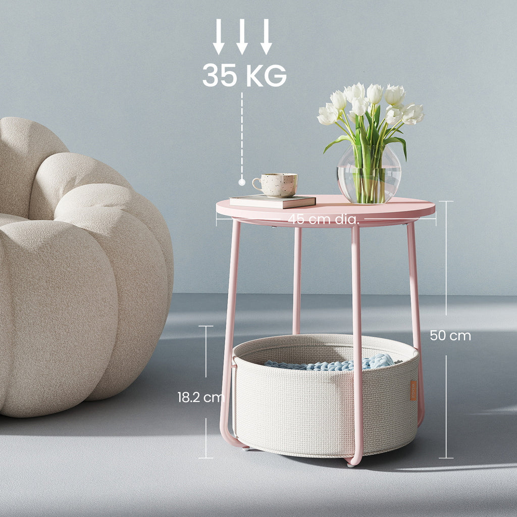 Couchtisch klein, mattweiß-kamelbraun für Schlafzimmer und Bett – Detailansicht 15