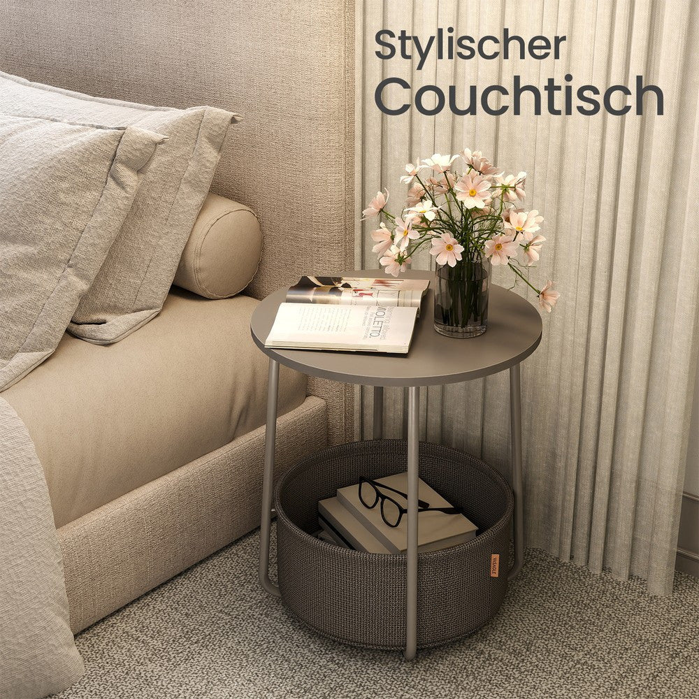 Couchtisch klein, mattweiß-kamelbraun für Schlafzimmer und Bett – Detailansicht 17
