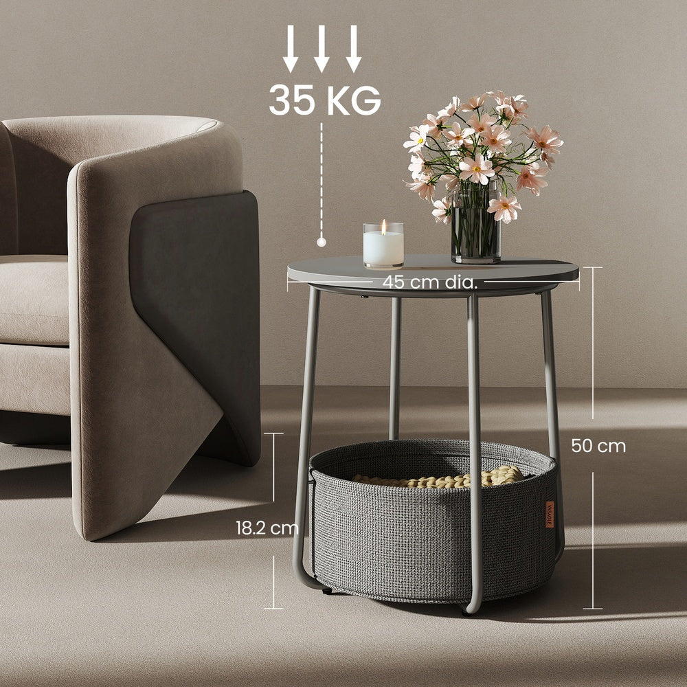 Couchtisch klein, mattweiß-kamelbraun für Schlafzimmer und Bett – Detailansicht 19